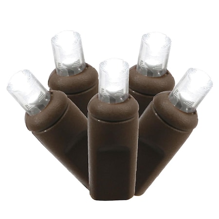 Vickerman 100 Pure White Wide Angle LED Lights on Brown Wire, 50 ft. Christmas Light Set with 6 in. Spacing X6B6109PBG